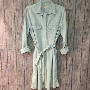 Gap shirt dress pinstripes Tall tie waist new